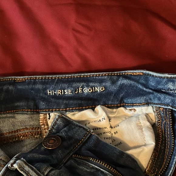 Women’s American Eagle Hi-Rise Jeggings Blue Next Level Stretch - Picture 4 of 4